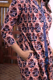 Pink Hand Block Printed Cotton Kurta 10062653