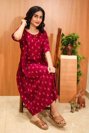 Red Hand Embroidered Cotton Dress 10062646
