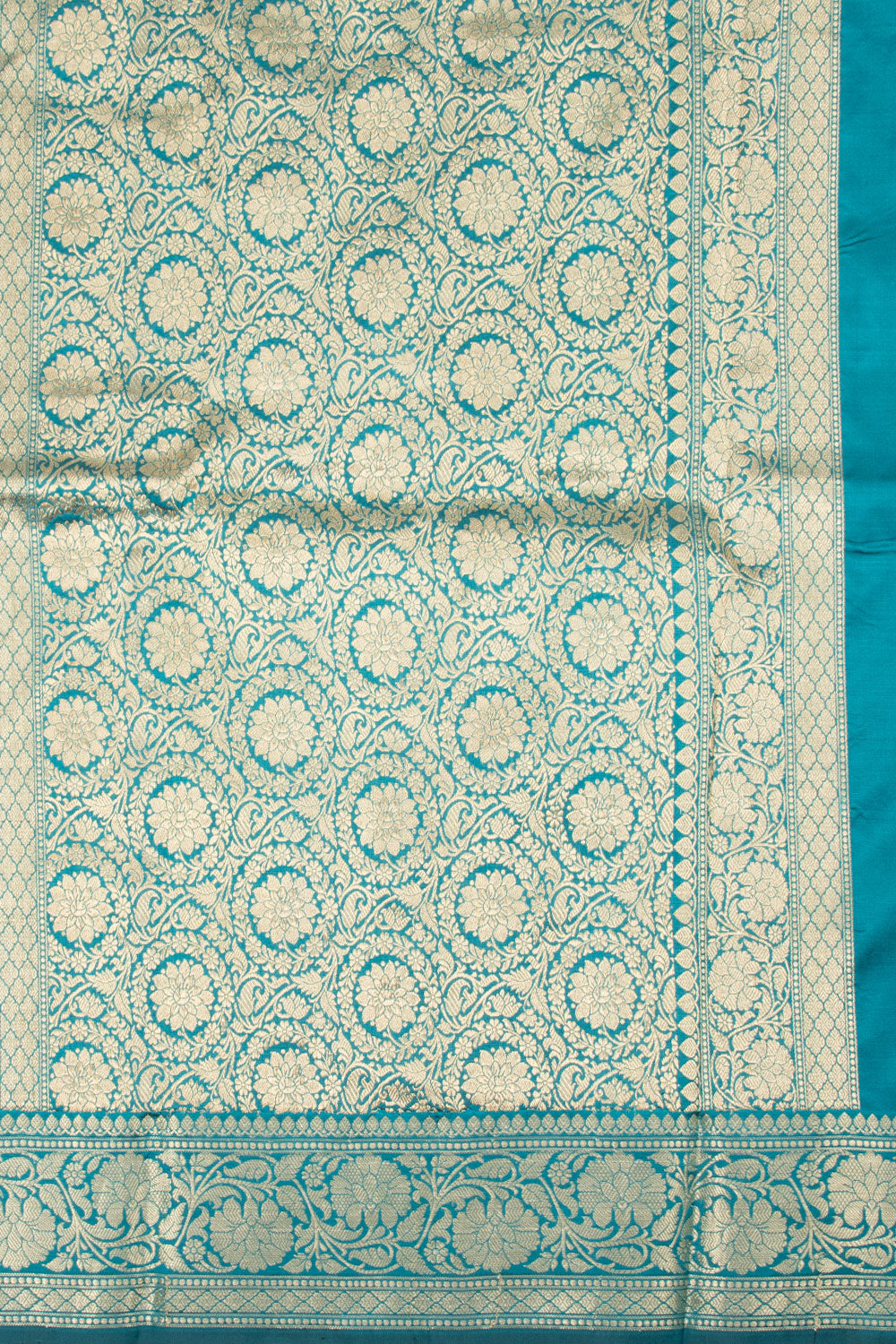 Teal Blue Handloom Banarasi Katan Silk Saree 10063608