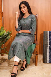 Green Hand Embroidered Kurta 10062698