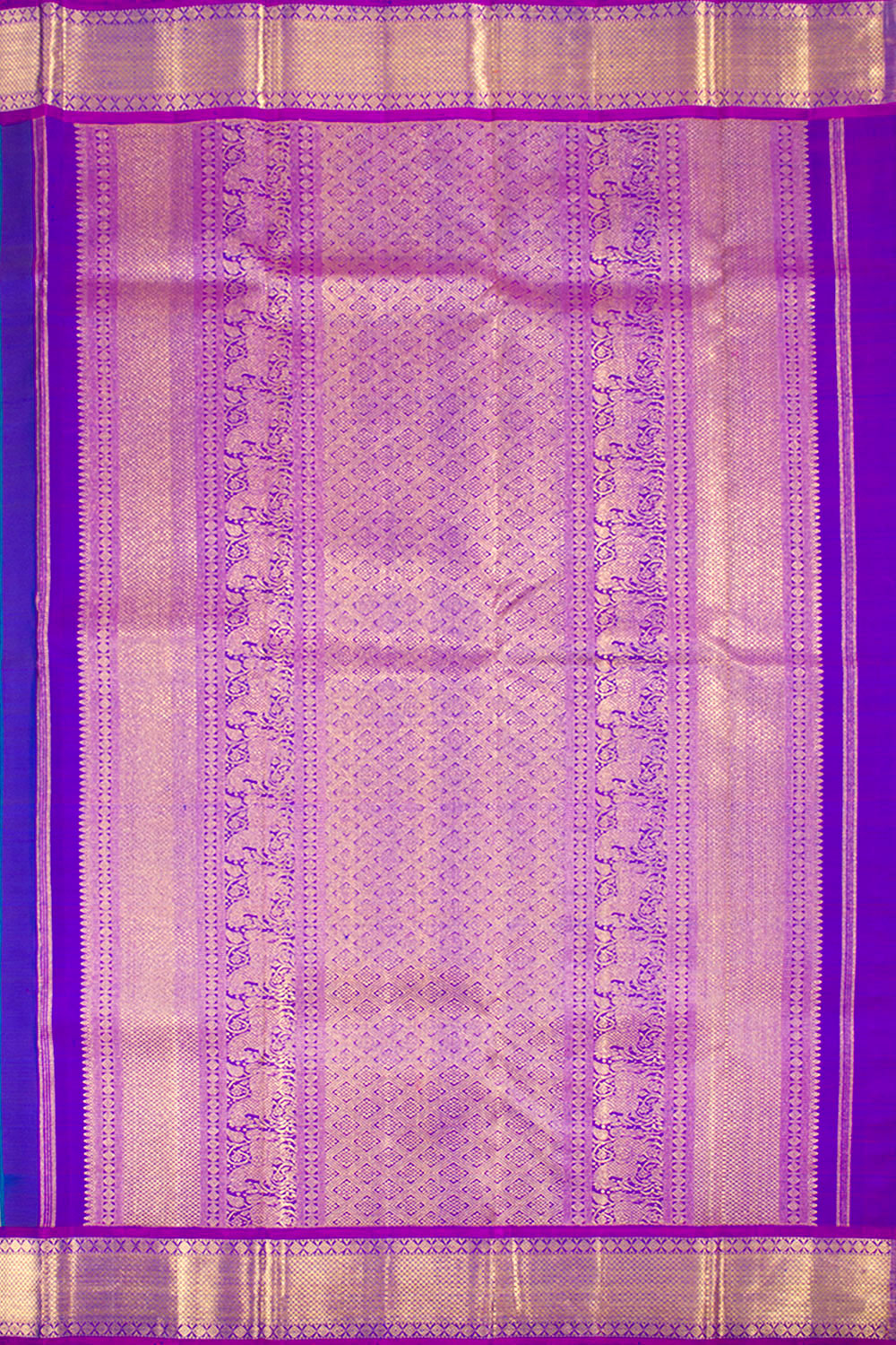 Peacock Blue Pure Zari Kanjivaram Silk Saree 10062342