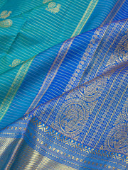 Ocean Blue Bridal Kanjivaram Silk Saree 10075534