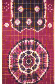 Magenta Pink and Blue Checked Tie-Dye Sungudi Cotton Saree 10078007
