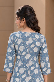 Blue Hand Block Printed Cotton Printed Kurta 10077681