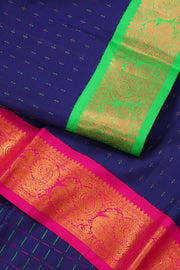 Navy Blue Kanjivaram silk saree with Double Side Pallu 10077919