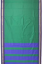 Emerald Green Vegan Silk Kanjivaram Saree With Temple Border 10077925