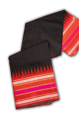 Black Handloom Kanjivaram Dupion Silk Saree 10074959