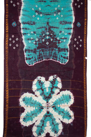 Turquoise Blue and Purple Tie-Dye Sungudi Cotton Saree 10078014