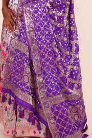 Pink Handcrafted Paithani Lehenga - 10065968