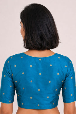 Blue Aari Embroidered Tussar Silk Blouse 10068933
