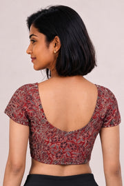 Maroon Ajrakh Printed Cotton Blouse 10073366