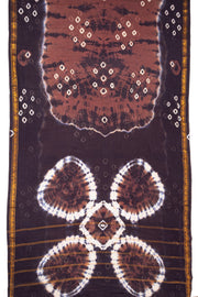 Brown and Dark Purple Tie-Dye Sungudi Cotton Saree 10078016
