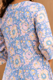 White Embroidered Midi Coat Cotton Dress With Printed Jacket 10077648