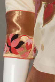 Cream Handcrafted Paithani Lehenga 10065964