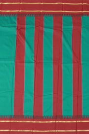 Peacock Green Vegan Silk Kanjivaram Saree With Temple Border 10077926