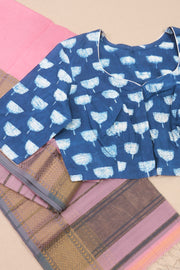 Blue Indigo Handblock Printed Cotton Blouse Without Lining 10069518