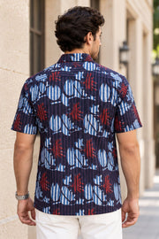 Brown Half Sleeve Jahota Printed Cotton Mens Shirt 10072994