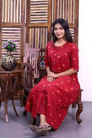 Maroon Hand Block Cotton Kurta 10062654