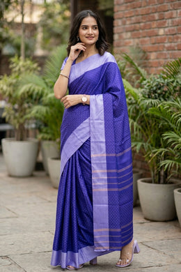 Blue Kanjivaram Vegan Silk Saree 10077086