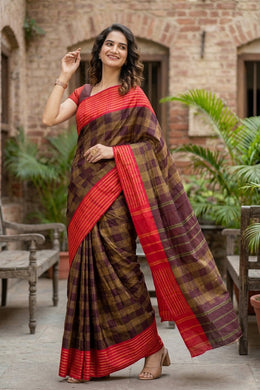 Brown Kanjivaram Vegan Silk Saree 10077087