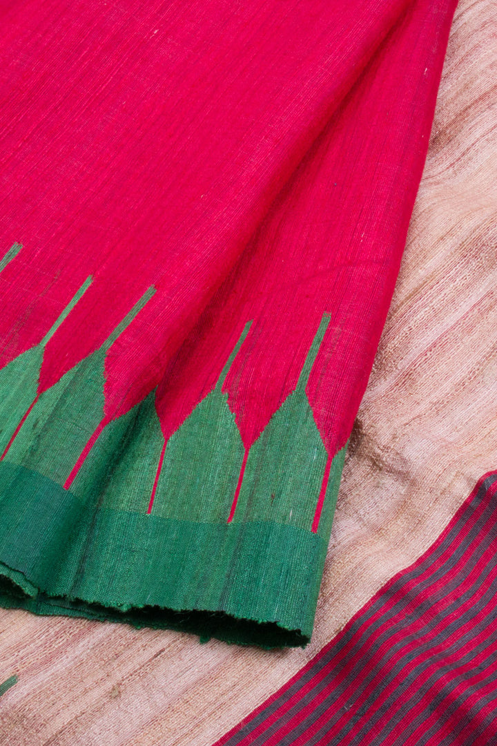 Red Handloom Bengal Tussar Silk Saree 10061874