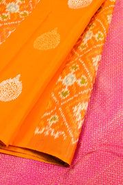 Pumpkin Orange Pure Zari Kanjivaram Rajkot Patola Silk Saree 10062479