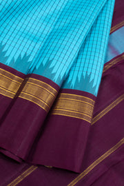 Ananda Blue Pure Zari Korvai Kanjivaram Silk Saree 10062484