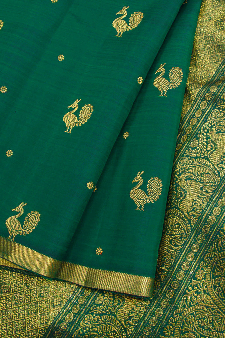 Forest Green Pure Zari Kanjivaram Silk Saree 10062497