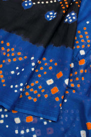 Black Handcrafted Bandhani Mulmul Cotton Saree 10062525