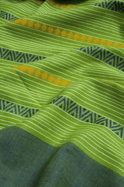 Green Handloom Dhaniakhali Cotton Saree 10062577