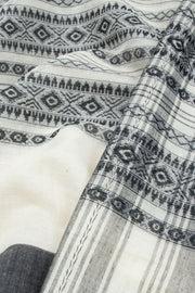 Black & White Handloom Dhaniakhali Cotton Saree 10062592