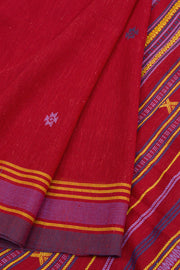 Carmine Red Handloom Bhujodi Kala Cotton Saree 10062738