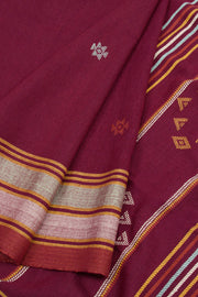 Burgundy Handloom Bhujodi Cotton Saree 10062743