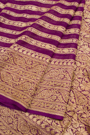 Deep Violet Handloom Khaddi Banarasi Chiffon Saree 10062767