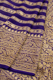 Cloud Burst Blue Handloom Khaddi Banarasi Chiffon Saree 10062769