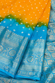 Mango Yellow Kanjivaram Pure Silk Bandhani Saree 10062801