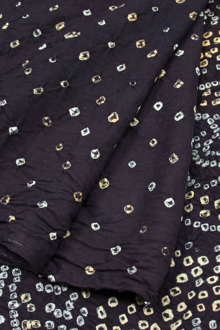 Black Handcrafted Bandhani Cotton Saree 10062989