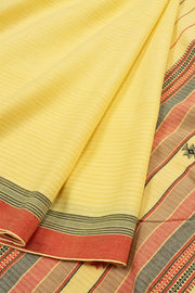 Goldenrod Yellow Handloom Bhujodi Cotton Saree 10063038