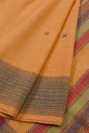 Dark Peach Orange Handloom Bhujodi Kala Cotton Saree 10063040