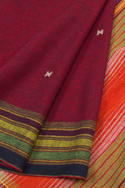 Maroon Handloom Bhujodi Kala Cotton Saree 10063042