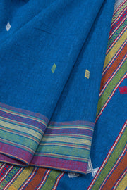 Medium Teal Blue Handloom Bhujodi Kala Cotton Saree 10063047