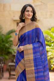Blue Kanjivaram Vegan Silk Saree 10077090