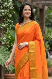 Orange Kanjivaram Vegan Silk Saree 10077093