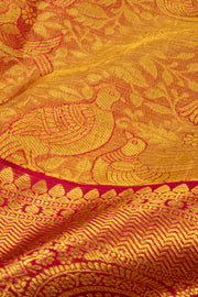 Gold With Maroon Kanjivaram Pure Silk Saree 10077159