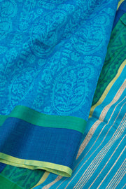 Ocean Blue Maheshwari Silk Cotton Saree 10077551