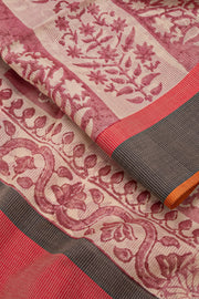 Red Maheshwari Silk Cotton Saree 10077556