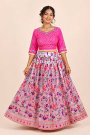 Pink Handcrafted Paithani Lehenga 10065967