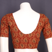 Red Cotton Block Printed Padded Blouse 10077152
