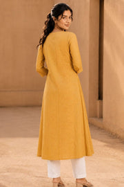 Mustard Yellow Embroidered Cotton Dress 10077654