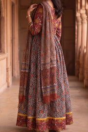 Red Hand Block Printed Chaniya Choli With Kota Doria Dupatta 10066317